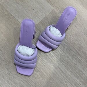 Open Edit Purple Spray Heels